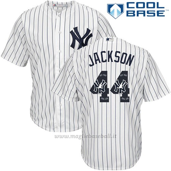 Maglia Baseball Uomo New York Yankees 44 Reggie Jackson Biancoteam Logo Fashion Cool Base
